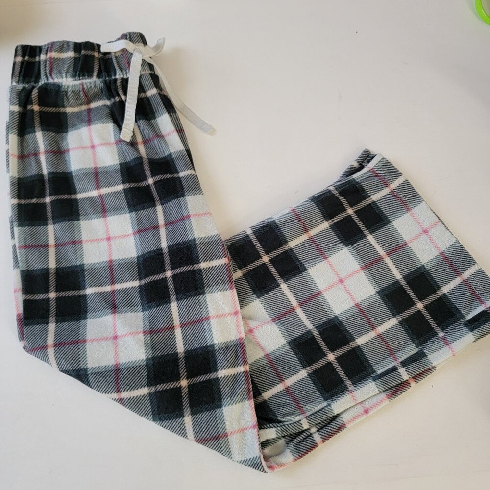 Justice Sleep Pajama Bottoms Plaid Elastic Waist White Black Red Size Small 7-8 - Picture 9 of 13